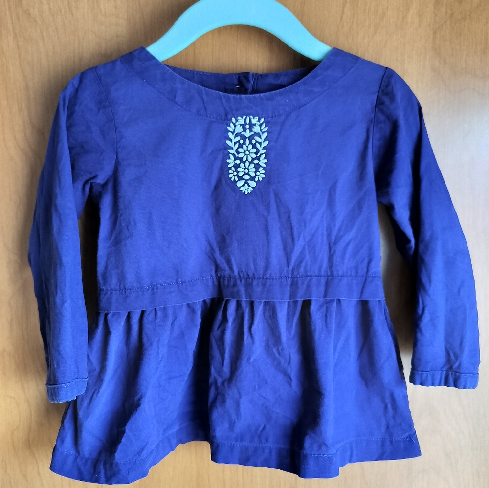 Carter's Purple Peplum Baby Top With Floral Embroidery 18 Mos